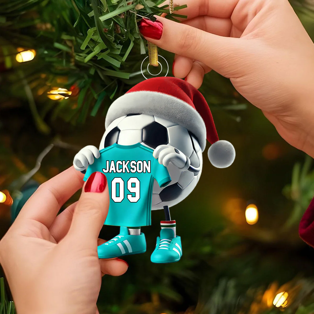 Custom Name Soccer Ornament, Soccer Lover Personalized Christmas Gift - Image 3