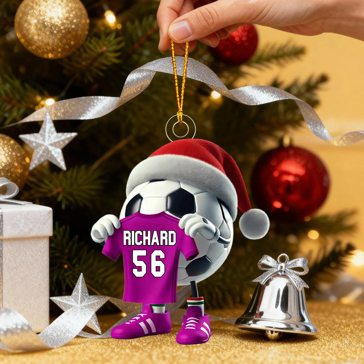 Custom Name Soccer Ornament, Soccer Lover Personalized Christmas Gift - Image 4