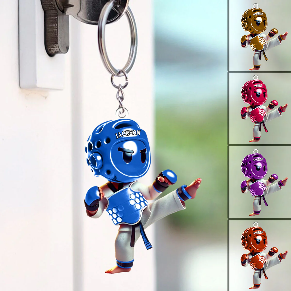 Custom Name Taekwondo Keychain-  Personalized Acrylic Keychain - Image 2