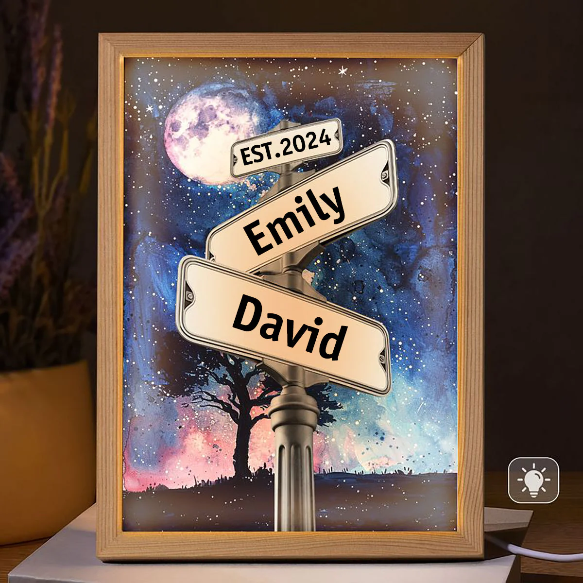 Custom Names Couple Street Sign Personalized Light Up Picture Frame - Image 3