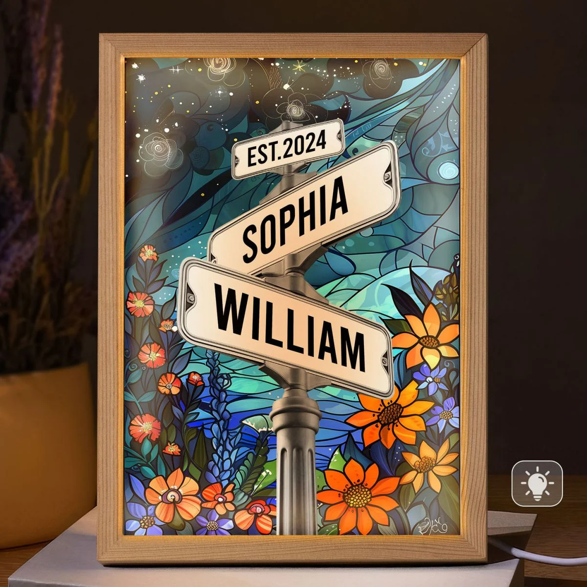 Custom Names Couple Street Sign Personalized Light Up Picture Frame - Image 4