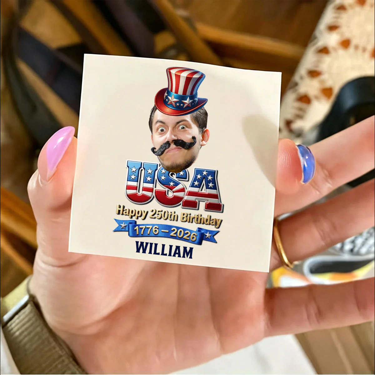 Custom Party Tattoo- Personalized America 250th Anniversary Gifts For Mom, Dad, Brother, Sister, Kids - Image 6