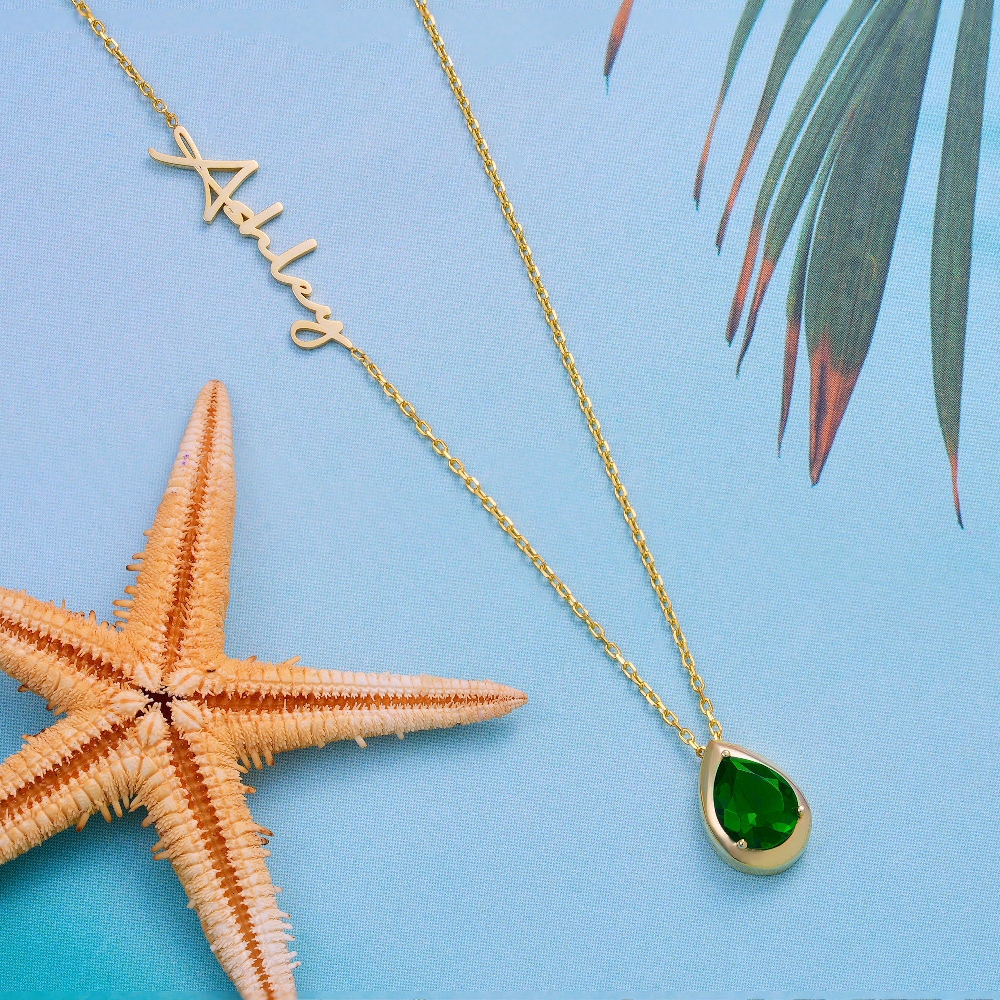 Custom Personalized Diamond Birthstone, Teardrop Stone with Name Necklace, Multi Gemstone Pendant for Her - Image 4