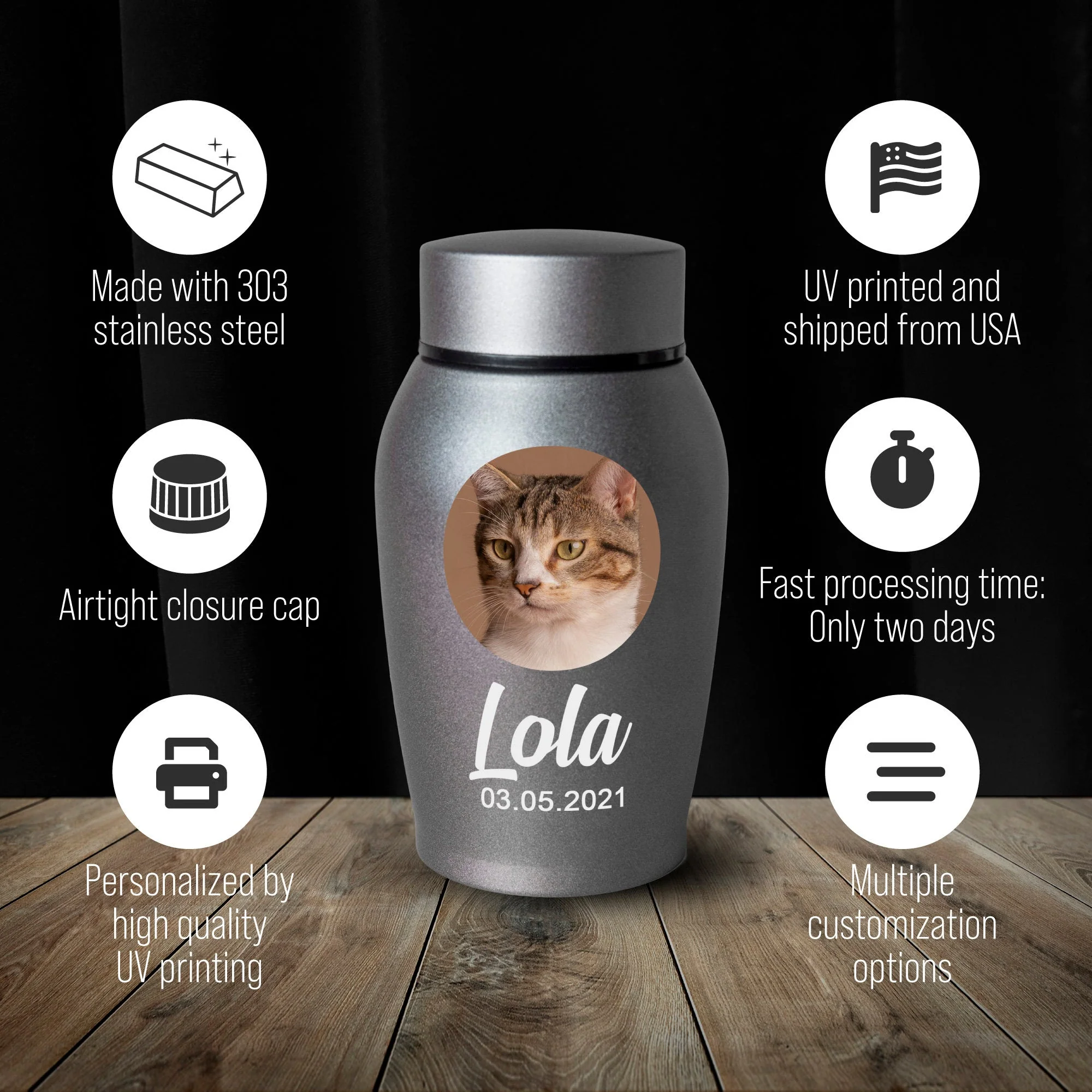 Custom Pet Photo Urn for dogs ashes, Personalized Dog Memorial Cremation Urn, Pet Memorial Gift - Image 5