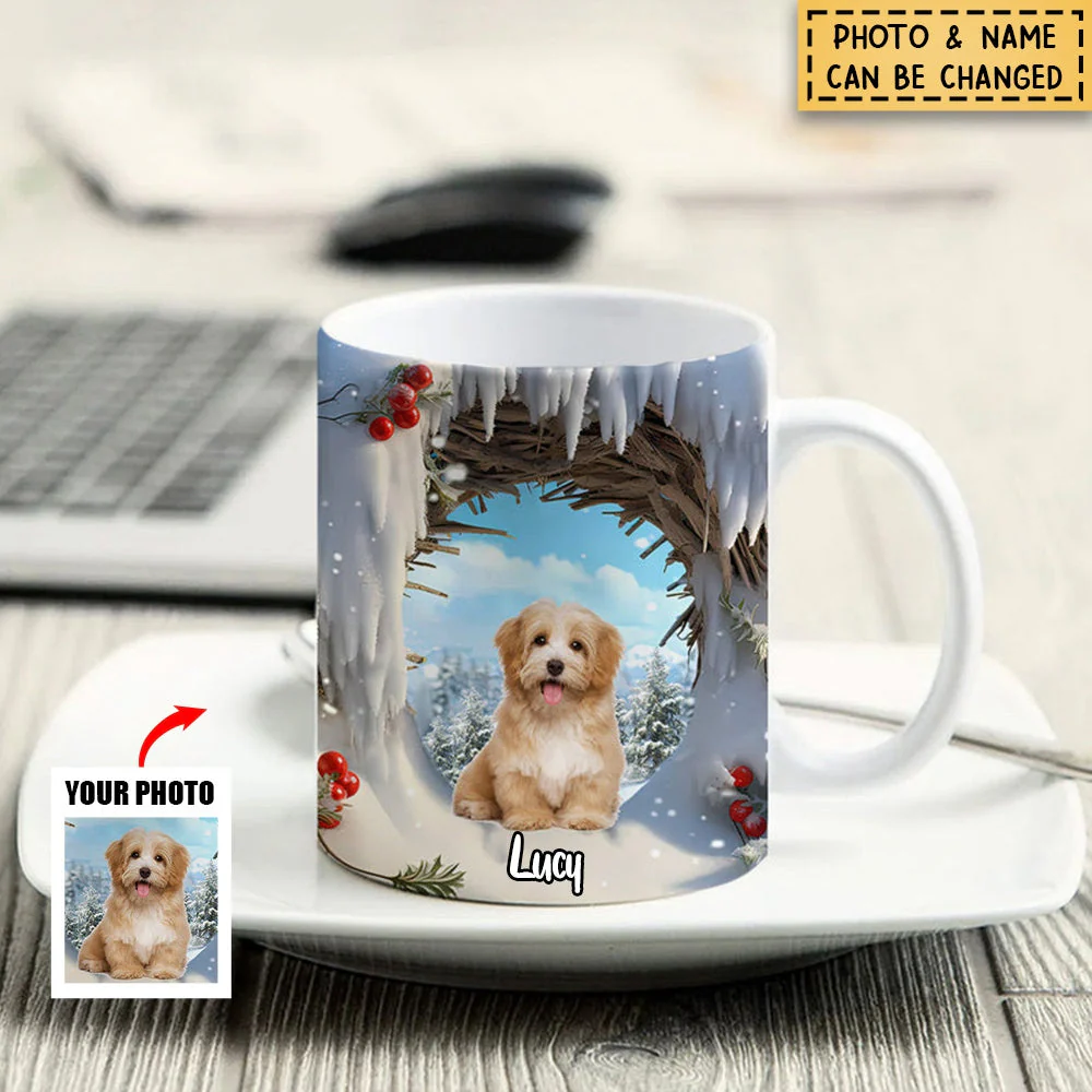 Custom Pet Photo Winter Snowy Christmas Personalized Mug Gift For Pet Lover - Image 4