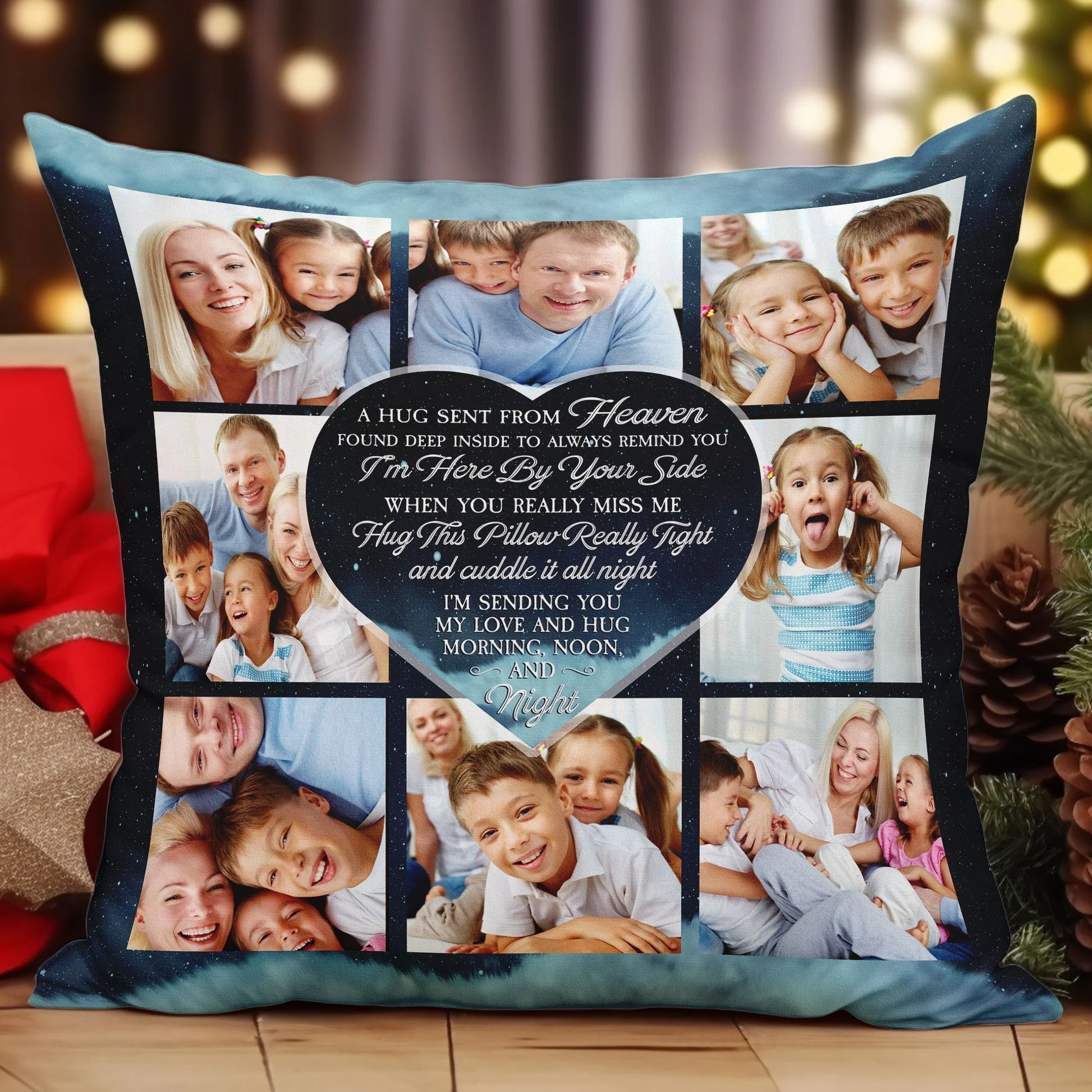 Custom Photo A Hug Sent From Heaven Memorial Personalized Pillow - Image 2