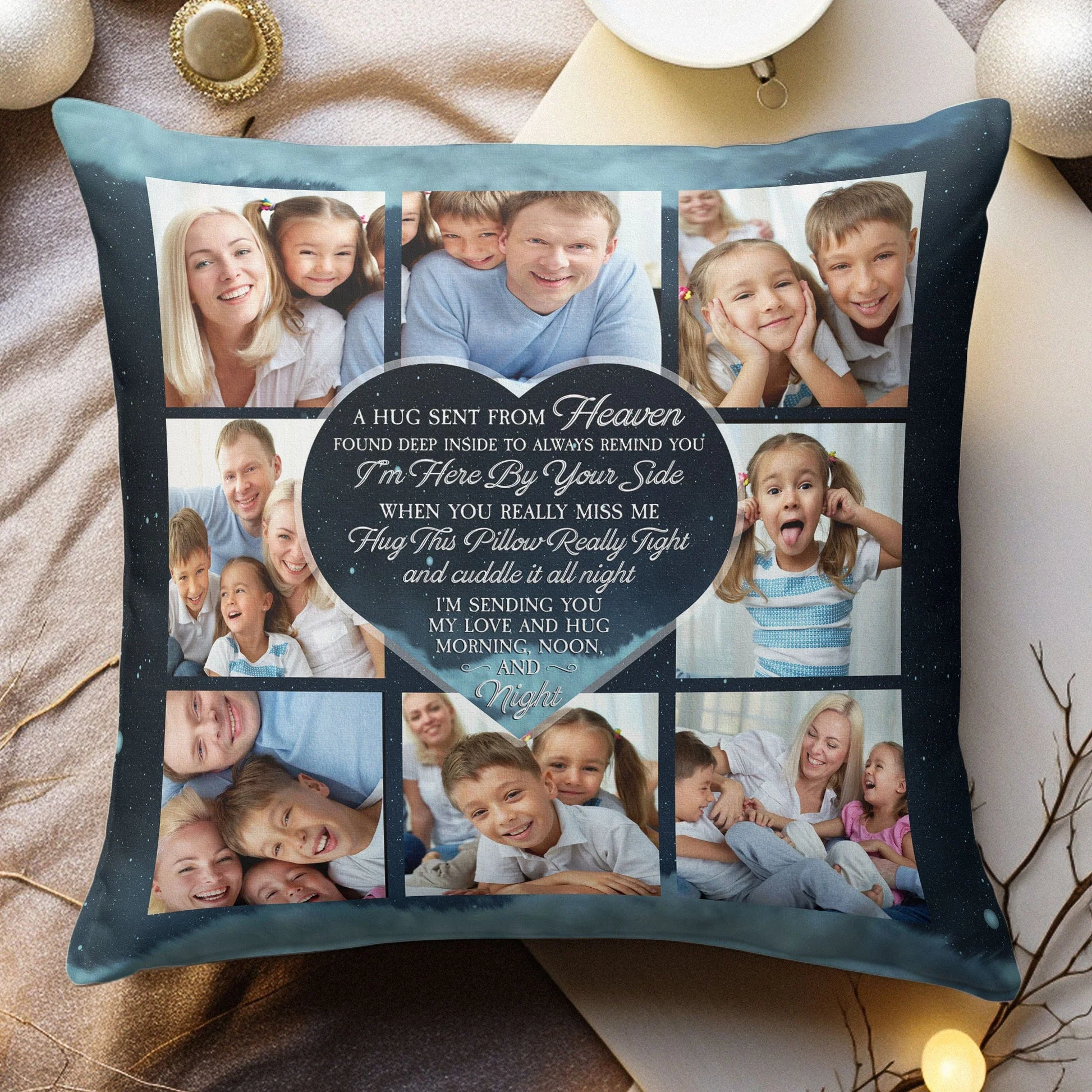 Custom Photo A Hug Sent From Heaven Memorial Personalized Pillow - Image 3