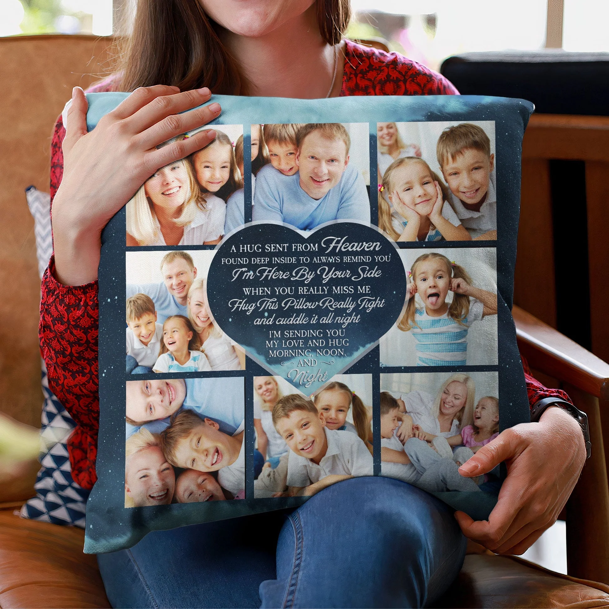 Custom Photo A Hug Sent From Heaven Memorial Personalized Pillow - Image 4