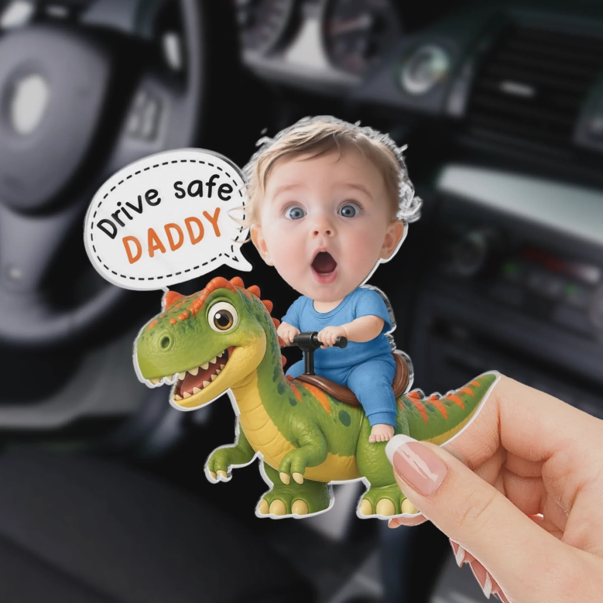 Custom Photo Acrylic Car Visor Clip - Personalized Father's Day Gifts For Dad, Grandpa - Drive Safe Super Dad - Image 3