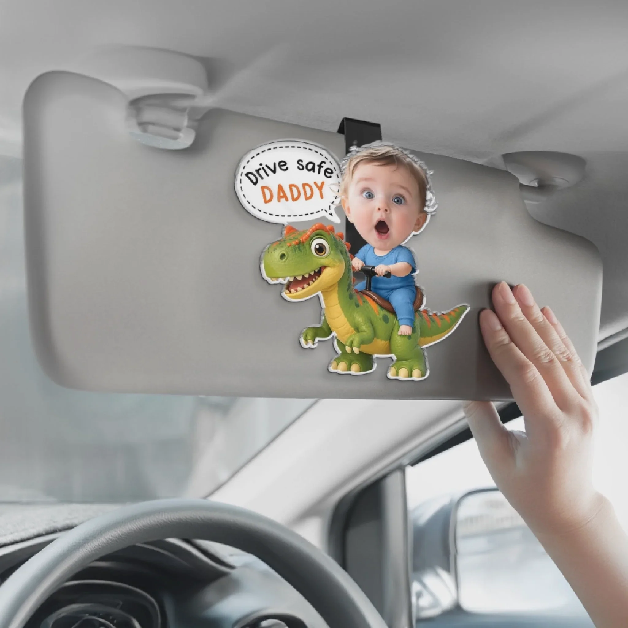Custom Photo Acrylic Car Visor Clip - Personalized Father's Day Gifts For Dad, Grandpa - Drive Safe Super Dad - Image 4
