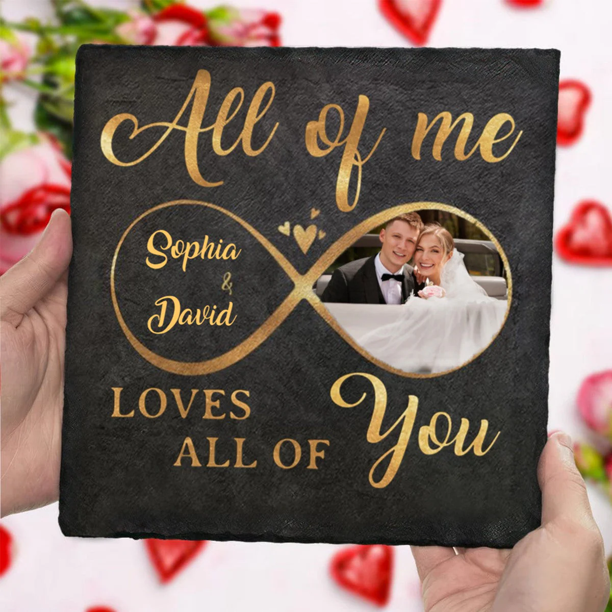 Custom Photo All Of Me Loves All Of You - Couple Personalized Stone With Stand - Image 4