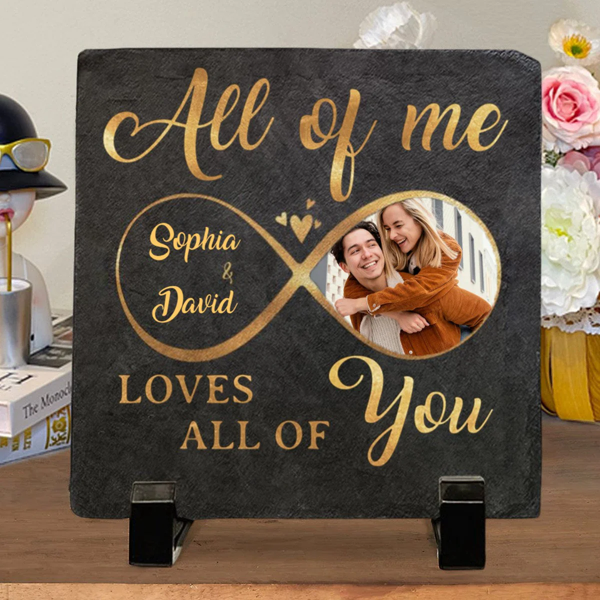Custom Photo All Of Me Loves All Of You - Couple Personalized Stone With Stand - Image 5