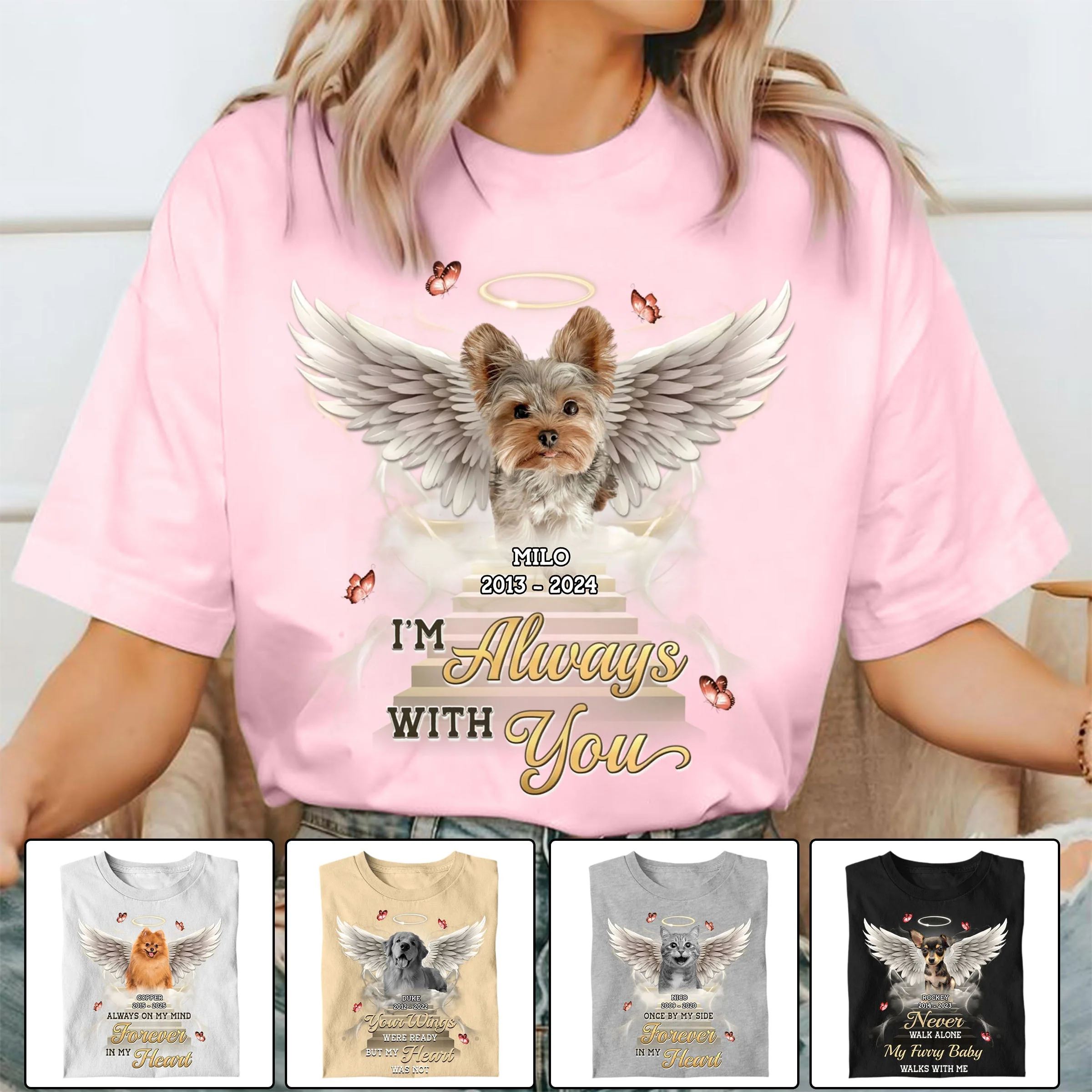 Custom Photo Always In My Heart - Memorial Personalized Unisex T-shirt - Image 5