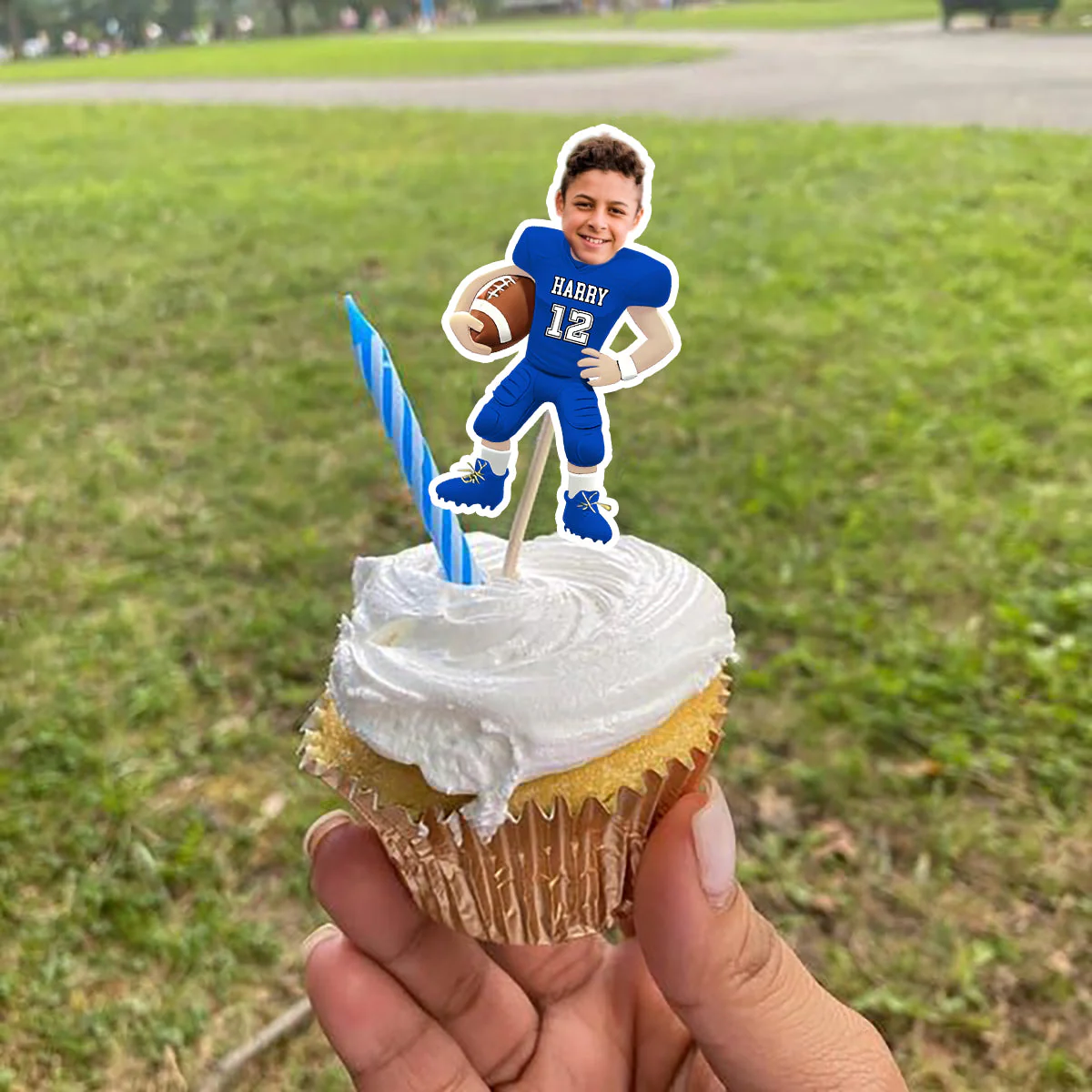 Custom Photo American Football Decoration Personalized Cupcake Toppers - Image 3