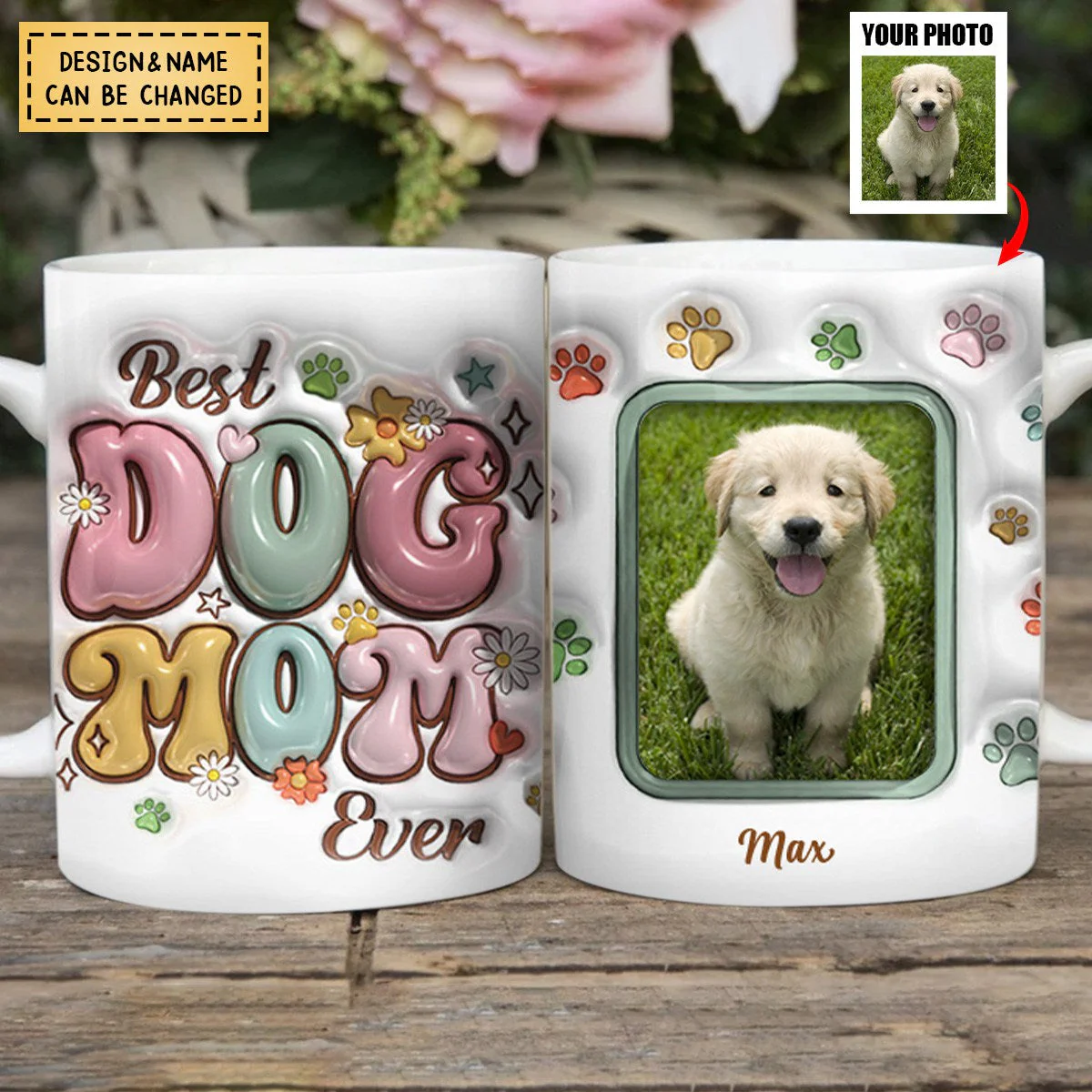 Custom Photo Best Dog Mom Ever-Personalized Mug - Image 3