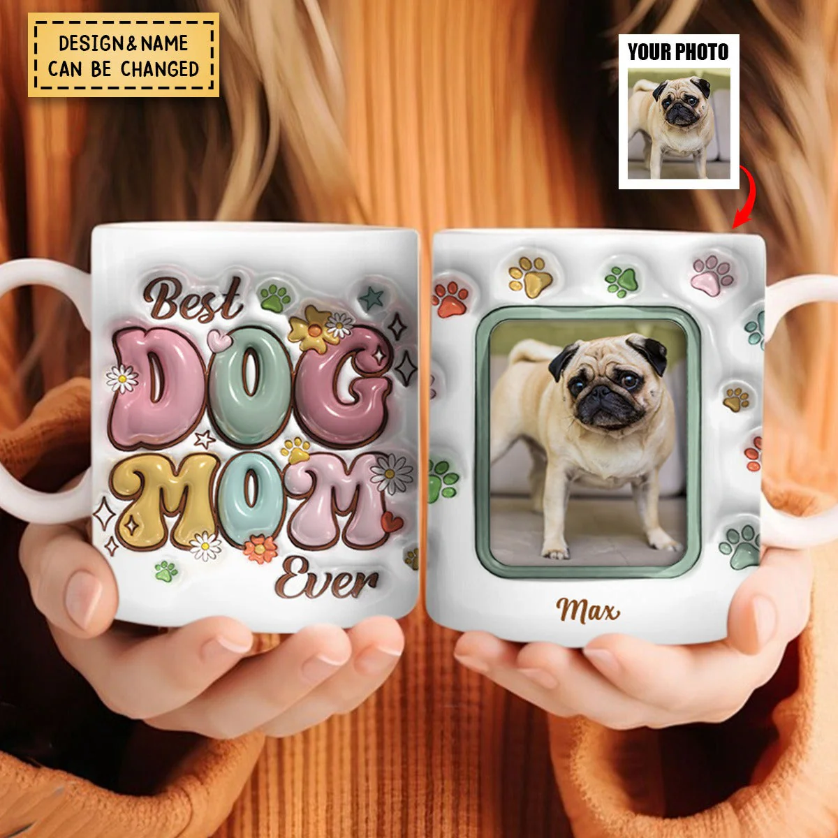 Custom Photo Best Dog Mom Ever-Personalized Mug - Image 4