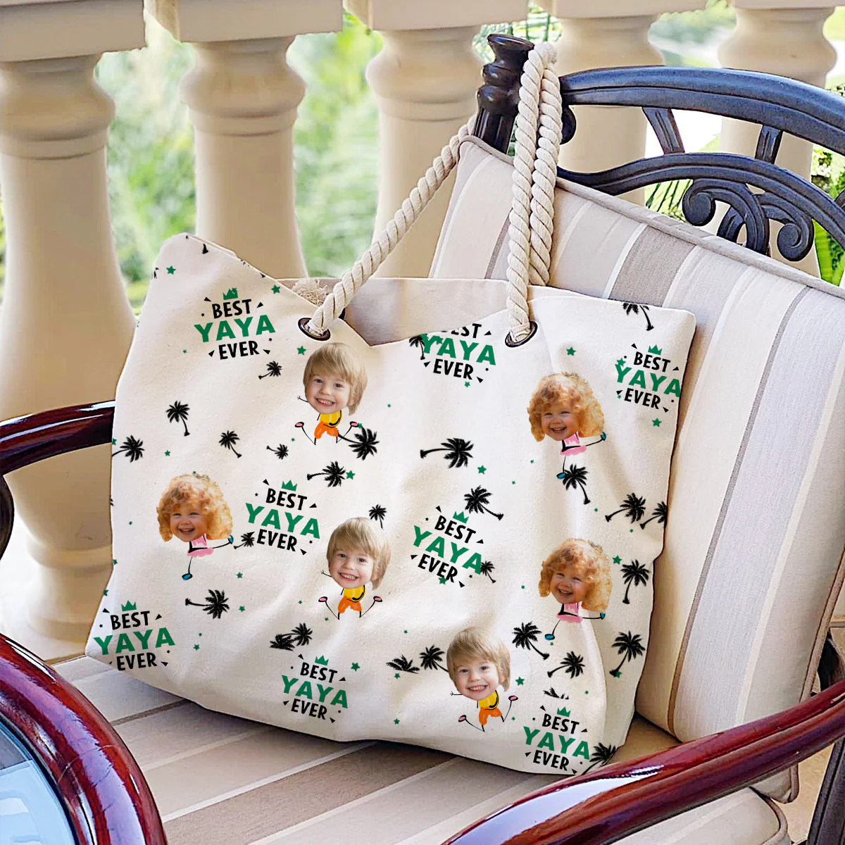 Custom Photo Best Nana Ever - Personalized Beach Bag - Image 6