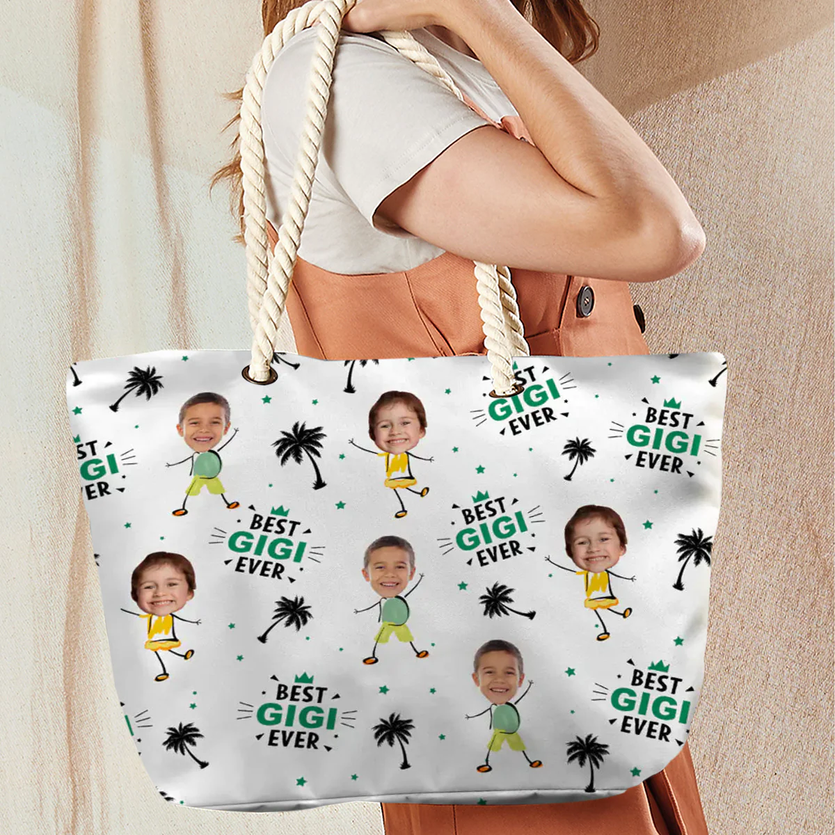 Custom Photo Best Nana Ever - Personalized Beach Bag - Image 8