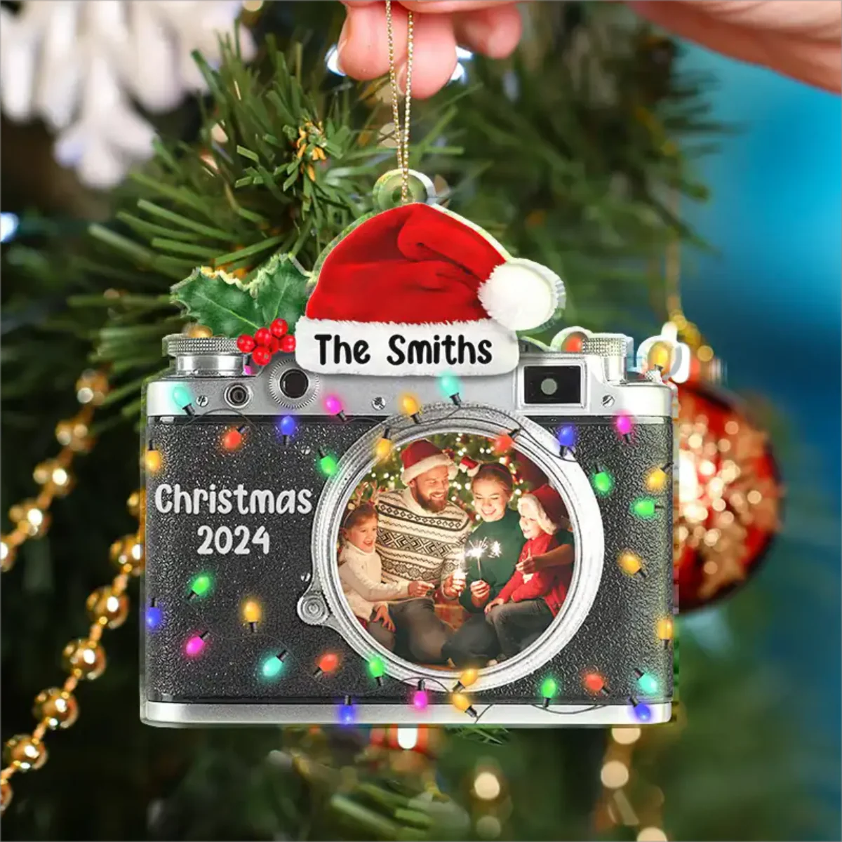 Custom Photo Camera Shaped Family Personalized Acrylic Ornament - Image 2