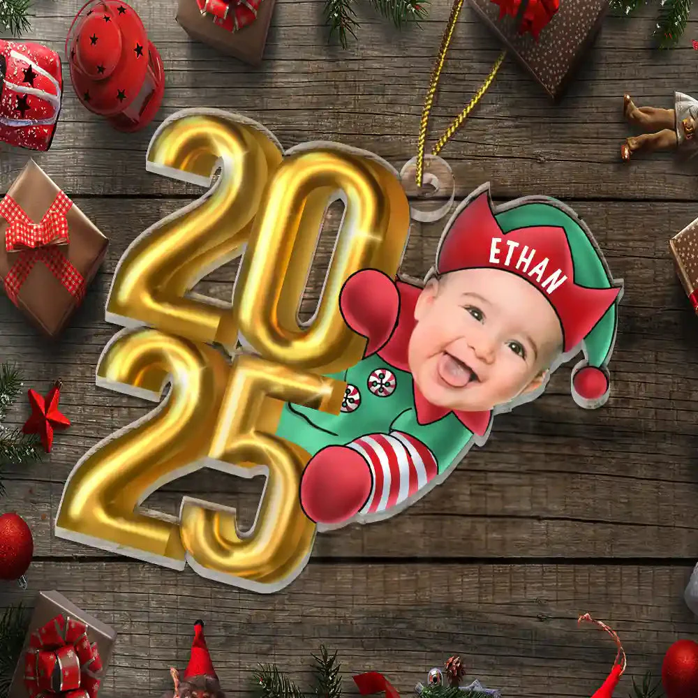 Custom Photo Christmas Santa Baby Personalized Cutout Acrylic Ornament - Image 3