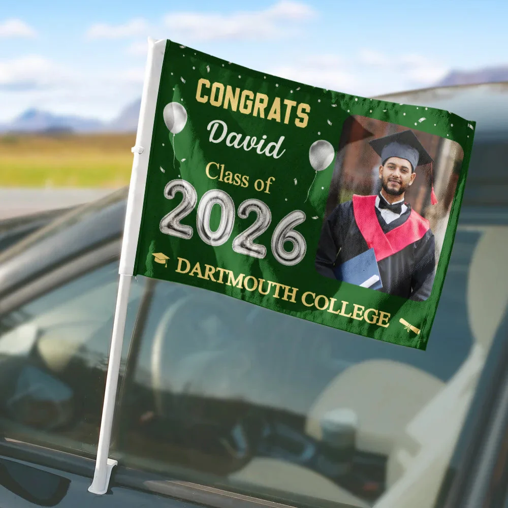 Custom Photo Congrats Proud Graduation Of The Class - Personalized Car Flag - Image 2