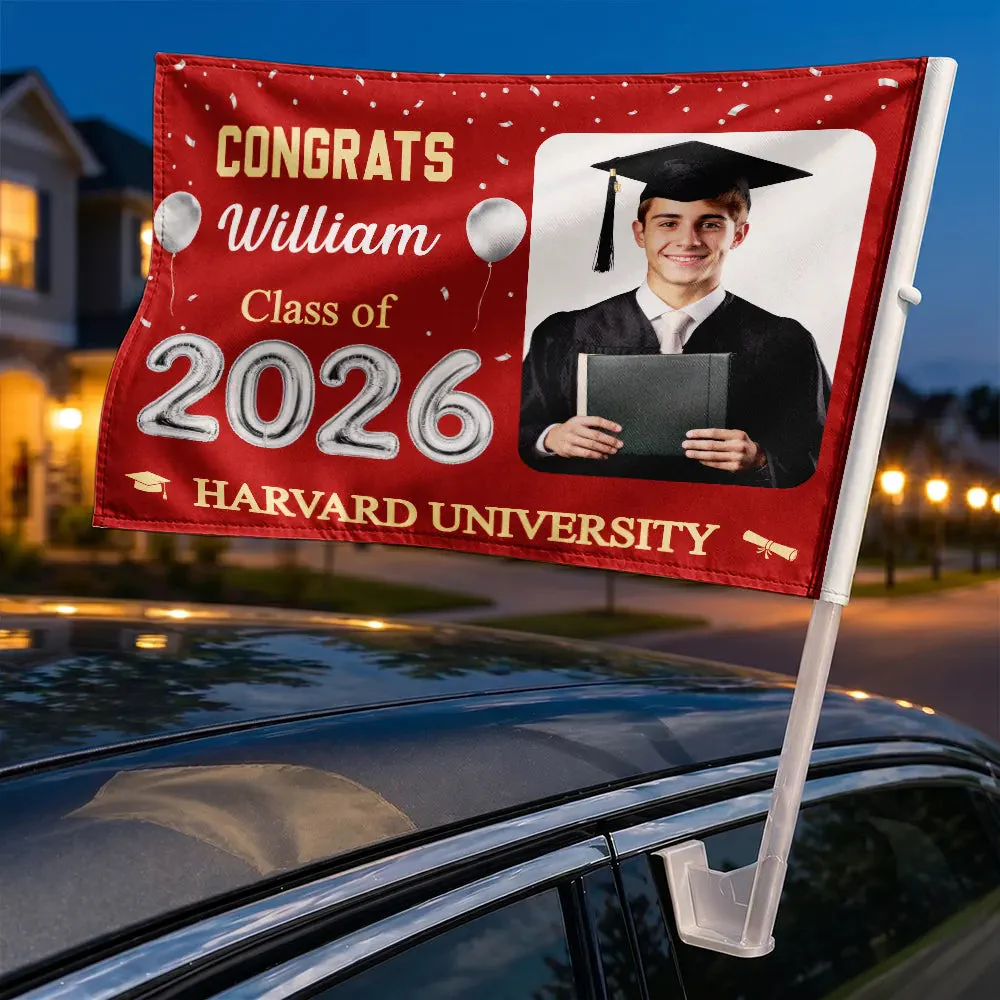 Custom Photo Congrats Proud Graduation Of The Class - Personalized Car Flag - Image 3