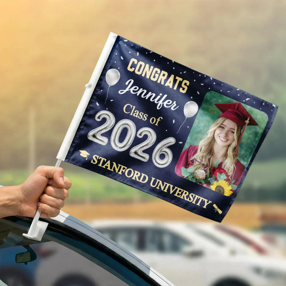 Custom Photo Congrats Proud Graduation Of The Class - Personalized Car Flag - Image 4