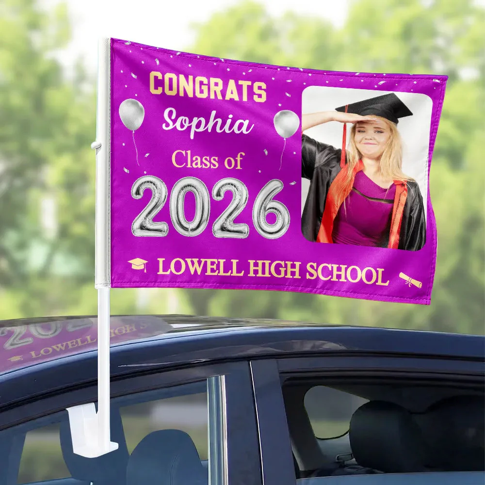 Custom Photo Congrats Proud Graduation Of The Class - Personalized Car Flag - Image 5