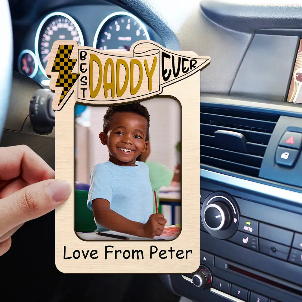 Custom Photo Dad Visor Clip - Personalized 'Best Dad Ever' Car Gift for Him - Image 2