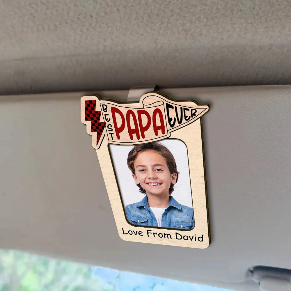 Custom Photo Dad Visor Clip - Personalized 'Best Dad Ever' Car Gift for Him - Image 3
