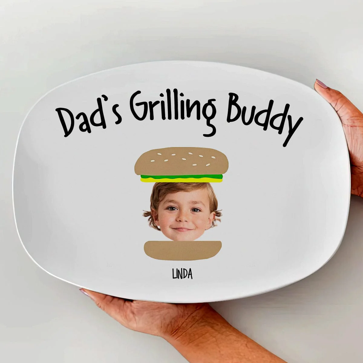 Custom Photo Daddy's Grilling Buddies Burger Hot Dog Platter - Image 3