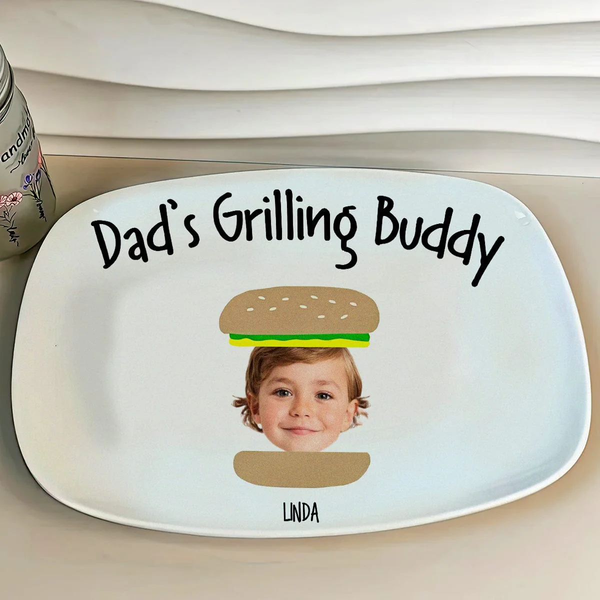 Custom Photo Daddy's Grilling Buddies Burger Hot Dog Platter - Image 4