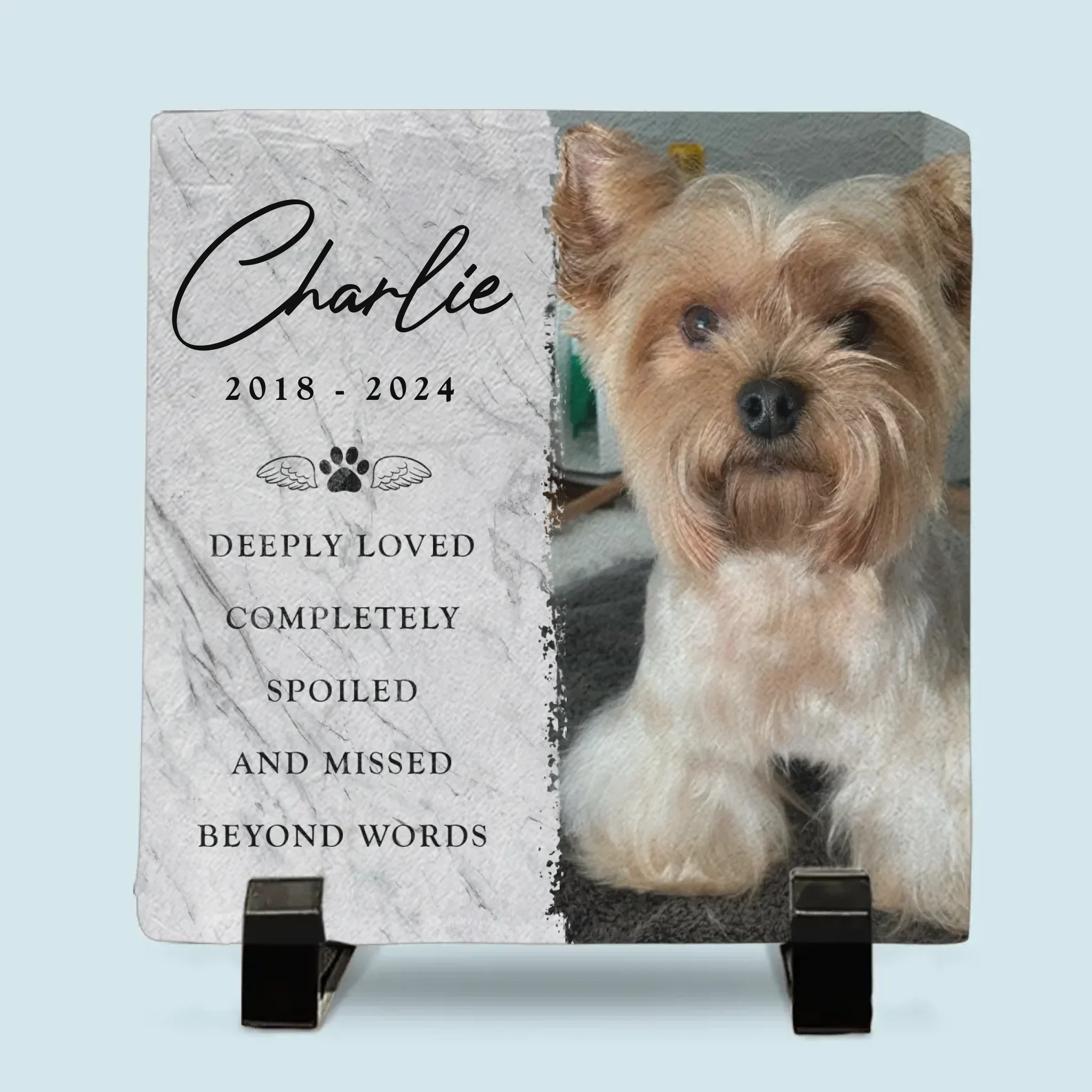 Custom Photo Deeply Loved - Personalized Memorial Stone Slate Gift For Pet Lovers - Image 2