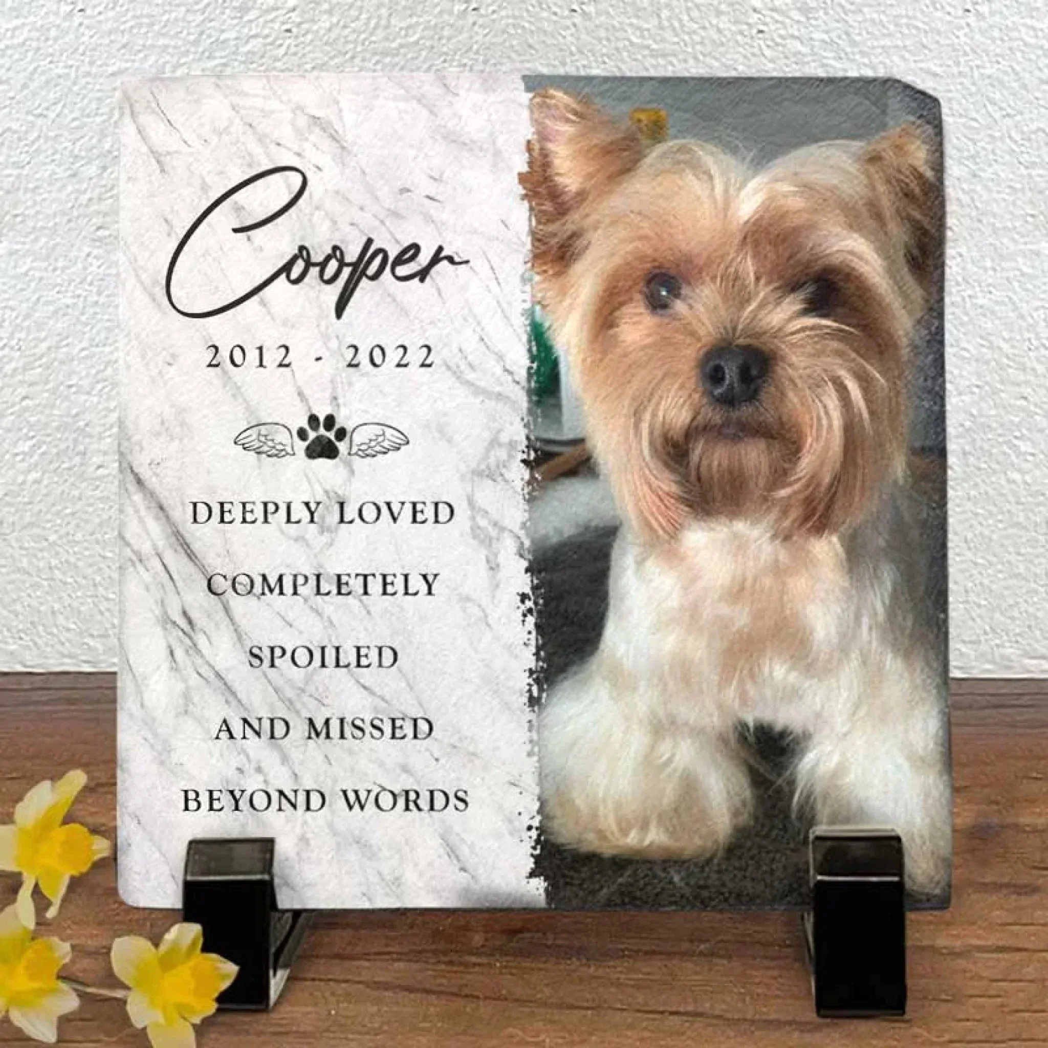 Custom Photo Deeply Loved - Personalized Memorial Stone Slate Gift For Pet Lovers - Image 3