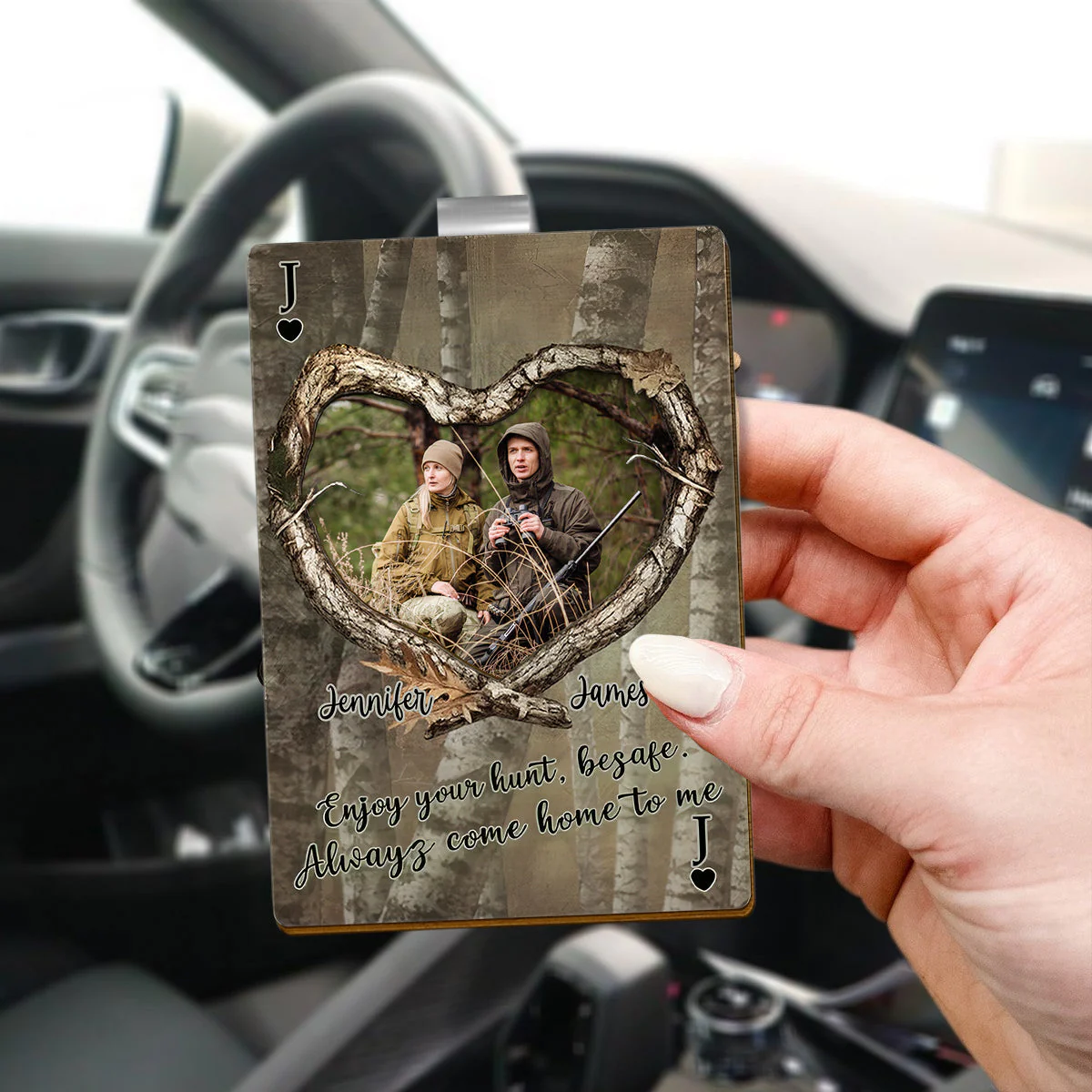 Custom Photo Enjoy Your Hunt, Be Safe - Personalized Car Visor Clip Gift for Hunting Husband - Image 2
