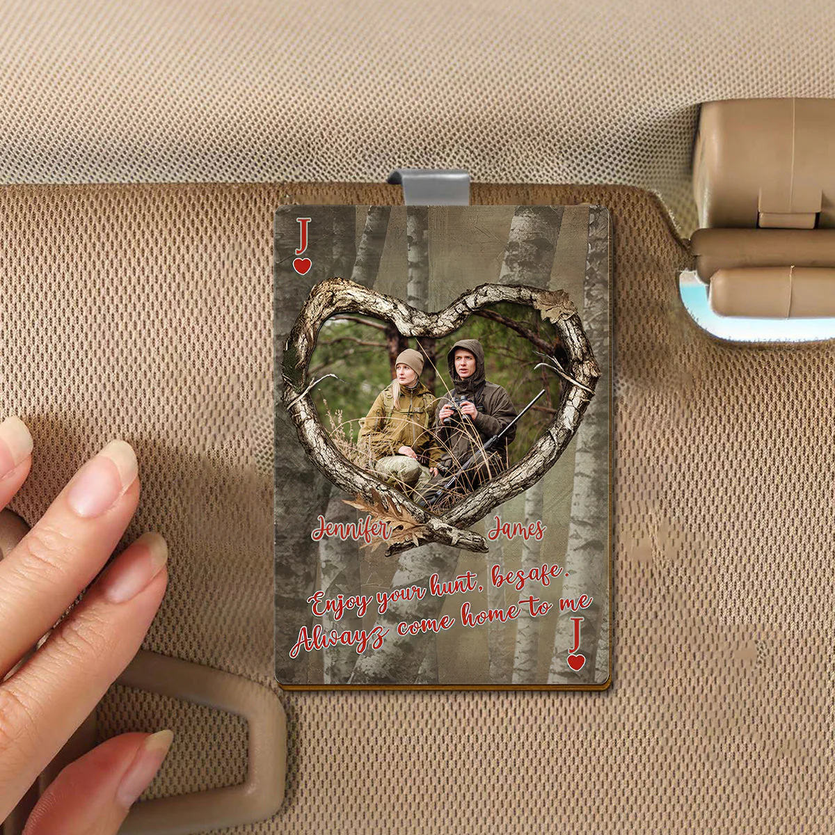 Custom Photo Enjoy Your Hunt, Be Safe - Personalized Car Visor Clip Gift for Hunting Husband - Image 3