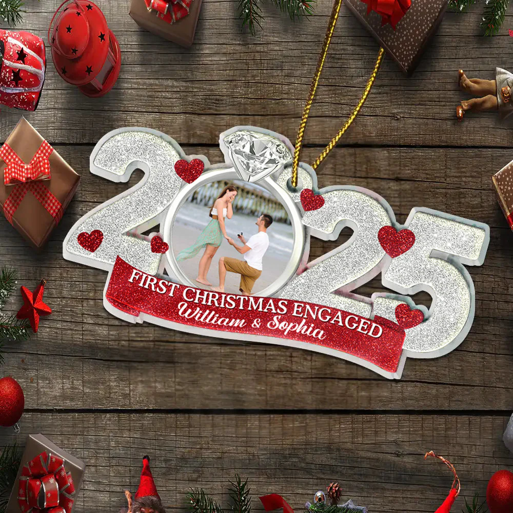 Custom Photo First Christmas As Mr. & Mrs. - Personalized Acrylic Ornament Married, Engaged Gift - Image 6