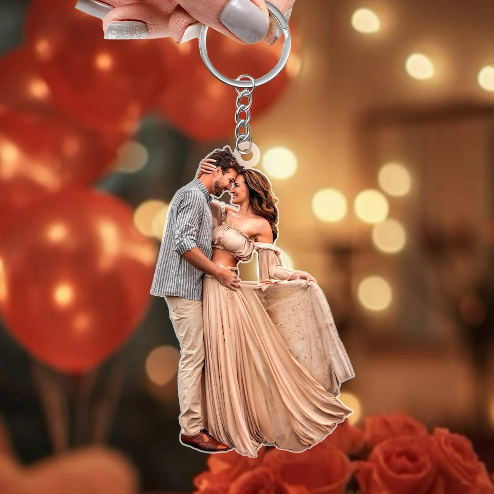 Custom Photo For Couple Valentine's Day Personalized Acrylic Keychain - Image 2
