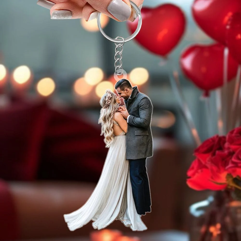 Custom Photo For Couple Valentine's Day Personalized Acrylic Keychain - Image 3
