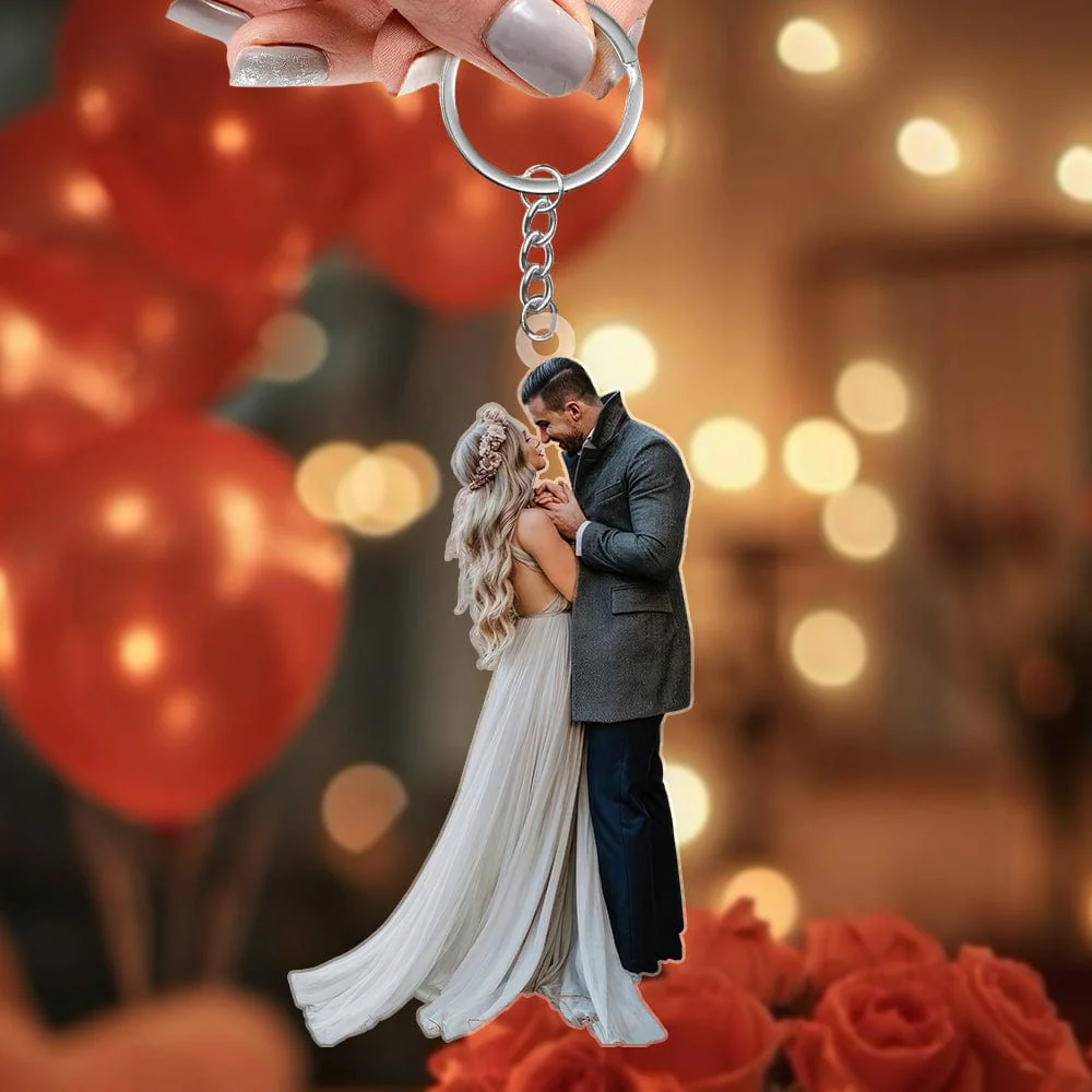 Custom Photo For Couple Valentine's Day Personalized Acrylic Keychain - Image 4