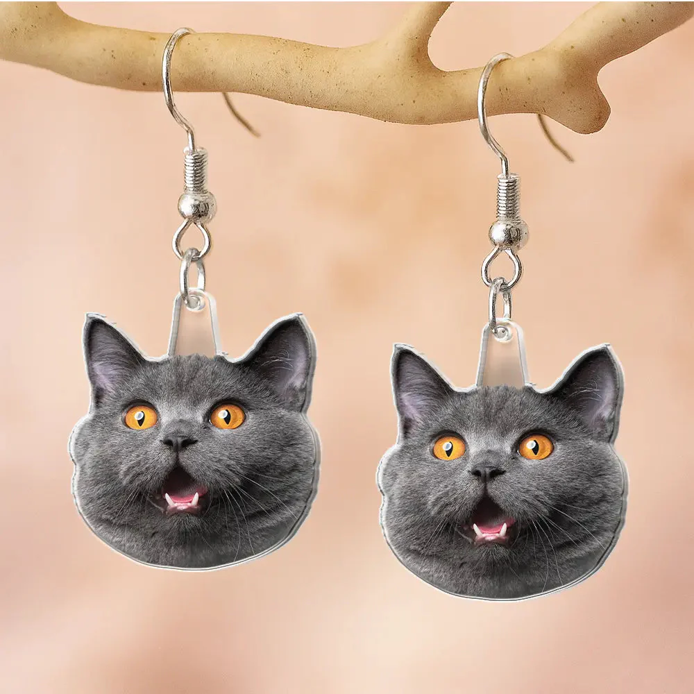 Custom Photo Funny Face Pet Kid Family - Personalized Acrylic Earrings - Image 3