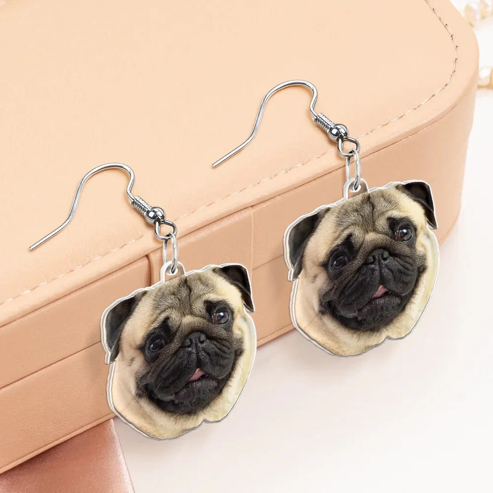 Custom Photo Funny Face Pet Kid Family - Personalized Acrylic Earrings - Image 5
