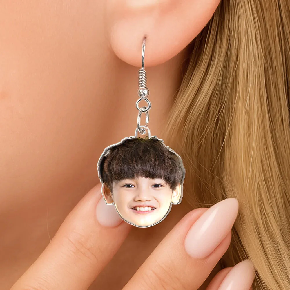 Custom Photo Funny Face Pet Kid Family - Personalized Acrylic Earrings - Image 6
