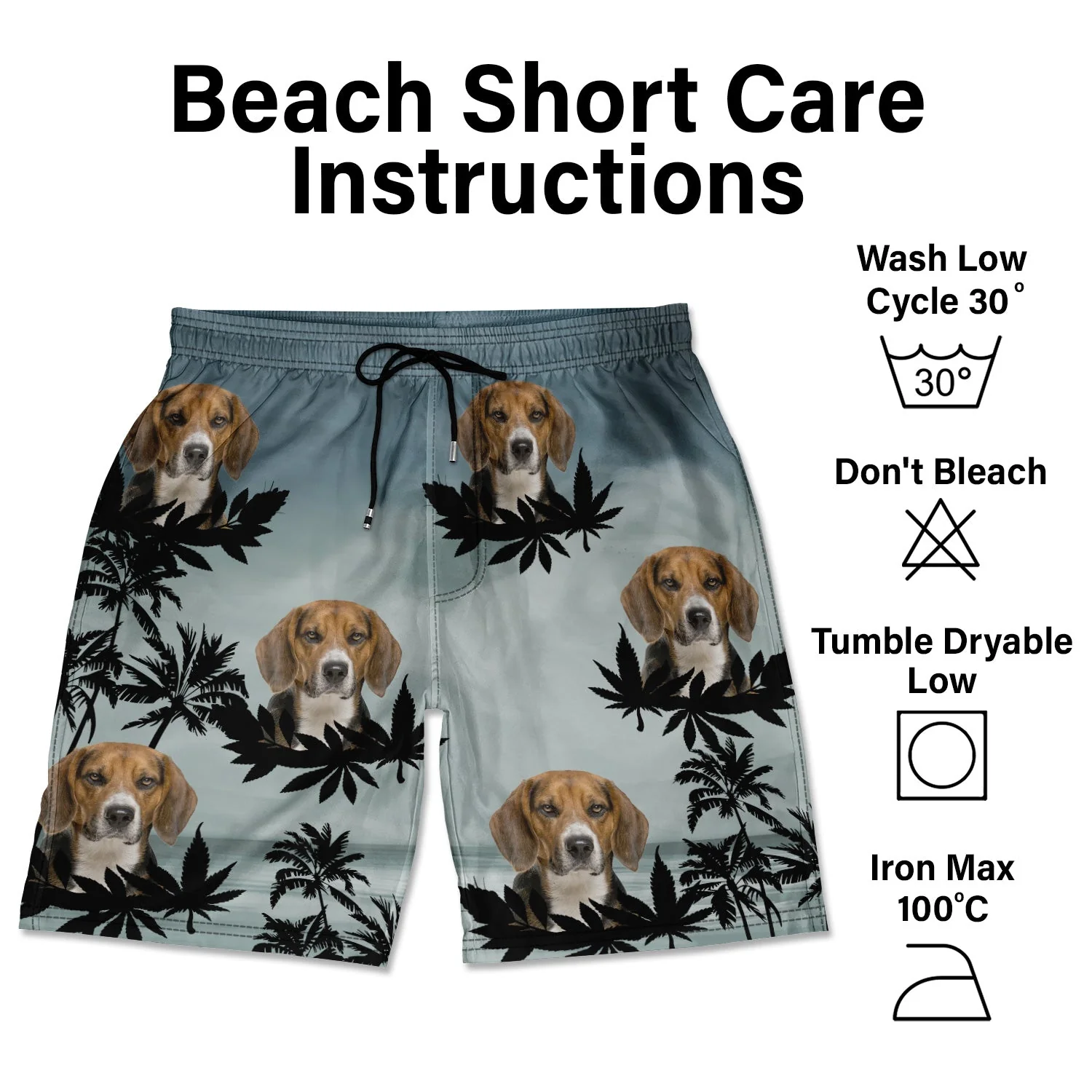Custom Photo Funny Family Pet Face Color Sunset - Gift For Pet Lovers- Personalized Unisex Beach Shorts - Image 4