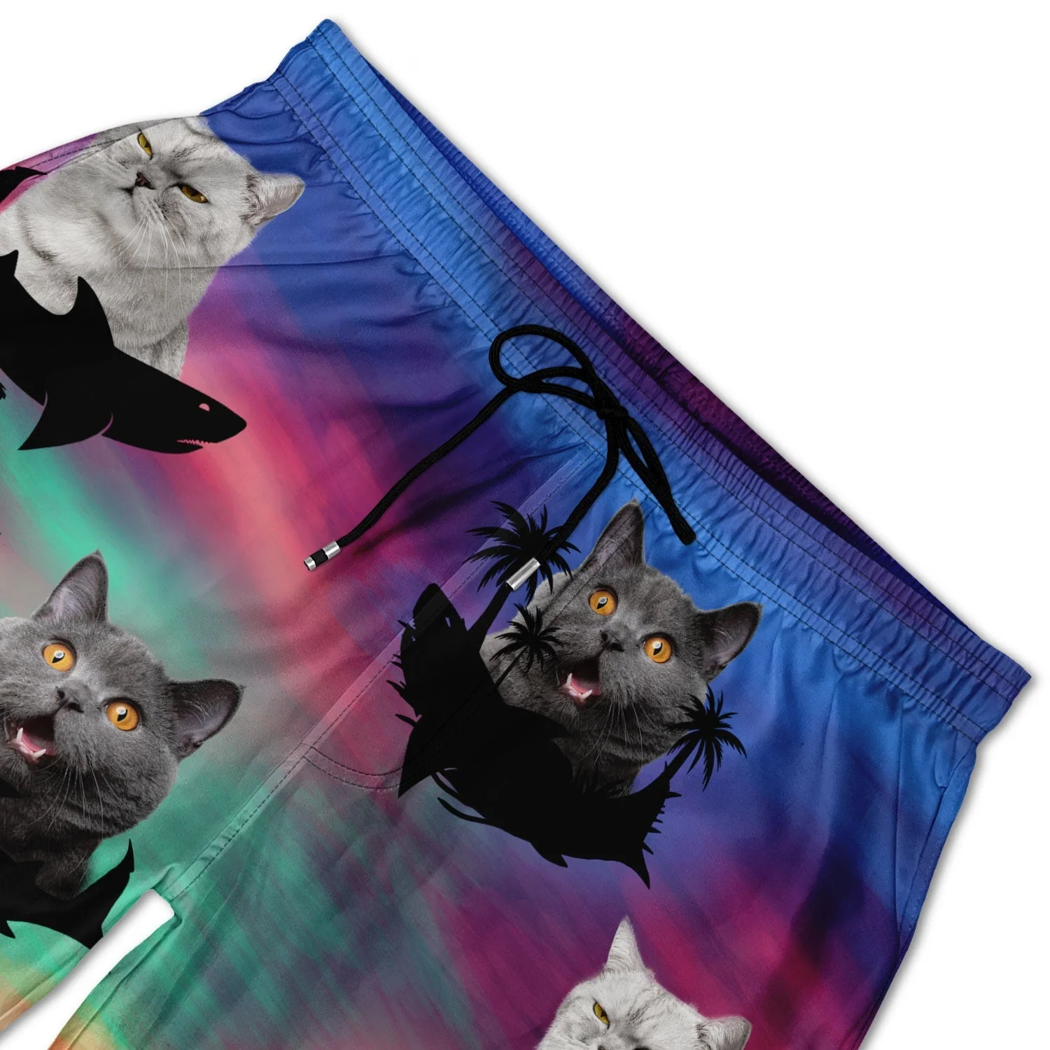 Custom Photo Funny Family Pet Face Color Sunset - Gift For Pet Lovers- Personalized Unisex Beach Shorts - Image 5