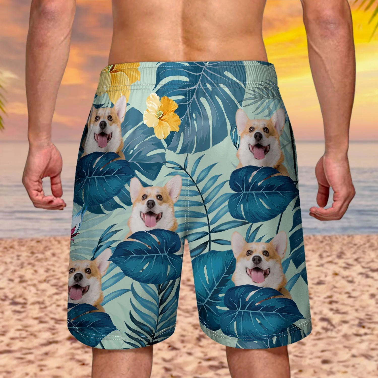 Custom Photo Funny Family Pet Face - Personalized Custom Unisex Beach Shorts - Image 5