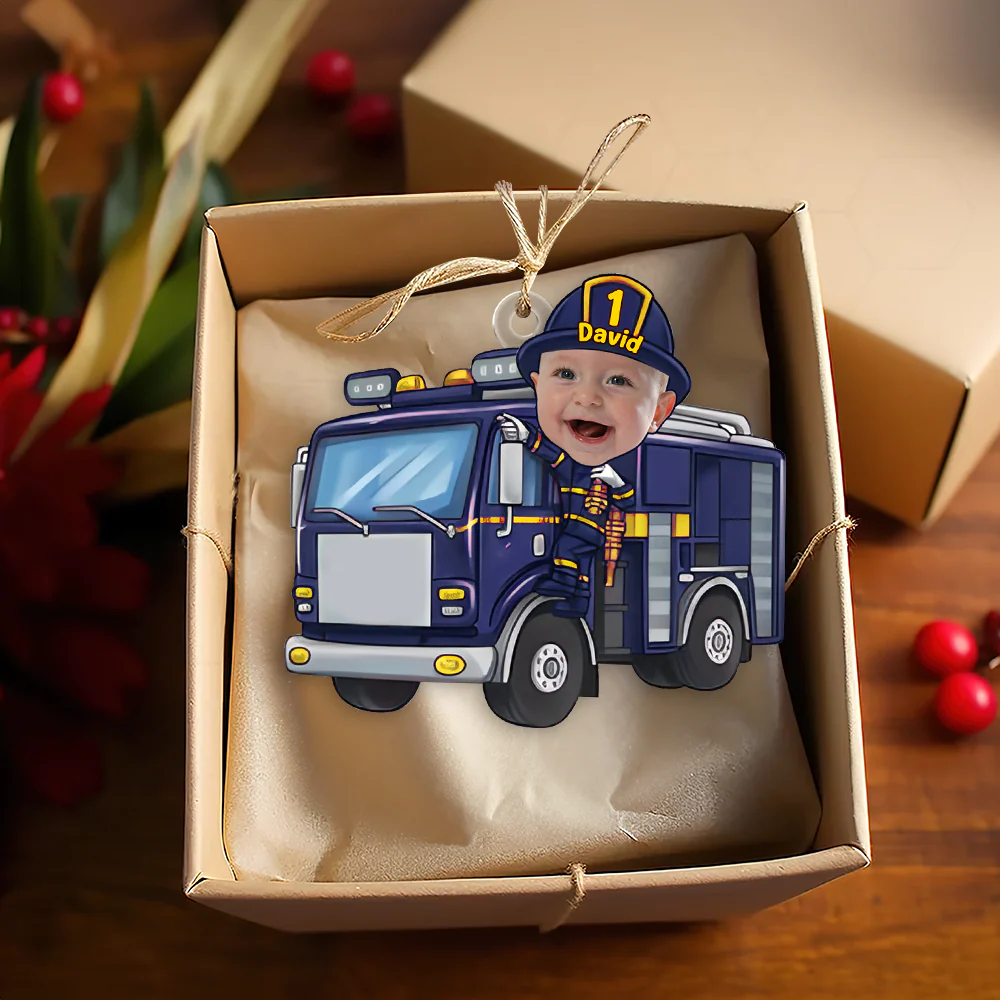 Custom Funny Photo Gifts For Kid Personalized Christmas Firefighter Ornament - Image 5