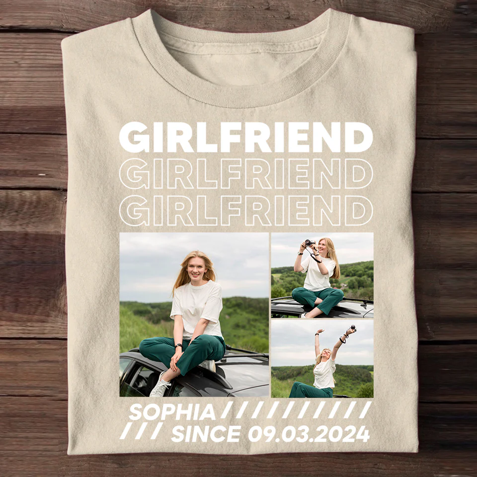 Custom Photo Girlfriend Boyfriend Collage Personalized T-Shirt Gift For Couples - Image 4