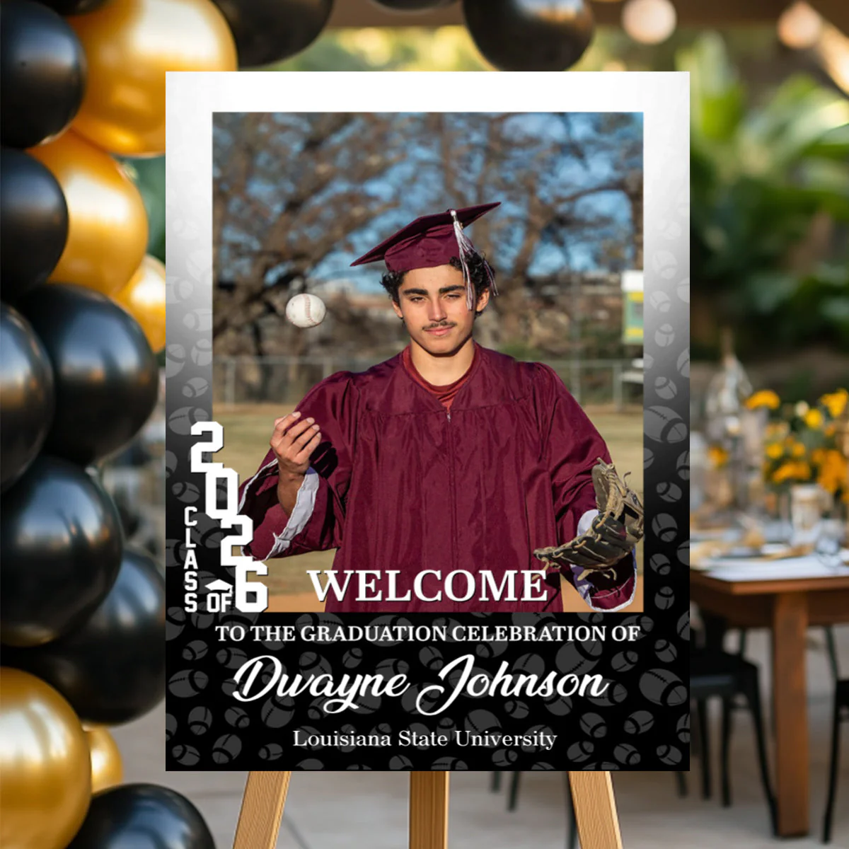Custom Photo Graduation Welcome Sign - Personalized Sport Welcome Sign - Class Of 2026 - Image 5