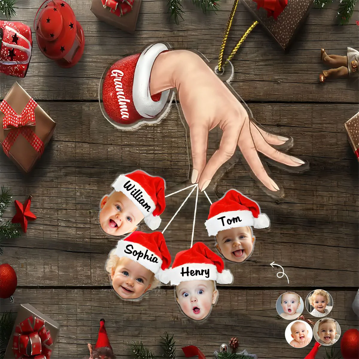 Custom Photo Grandma Grandkids Christmas Gift - Personalized Cutout Acrylic Ornament - Image 2